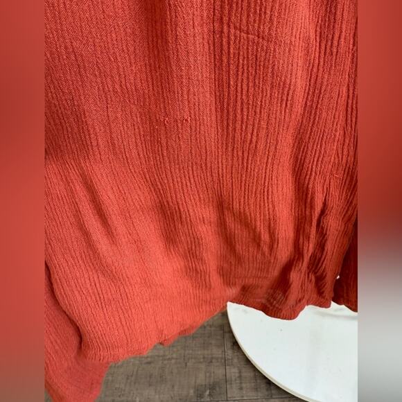 ANTHROPOLOGIE DESERT EMBROIDERED JUMPSUIT RUST BURT ORANGE BLACK TRIM - Picture 3 of 9